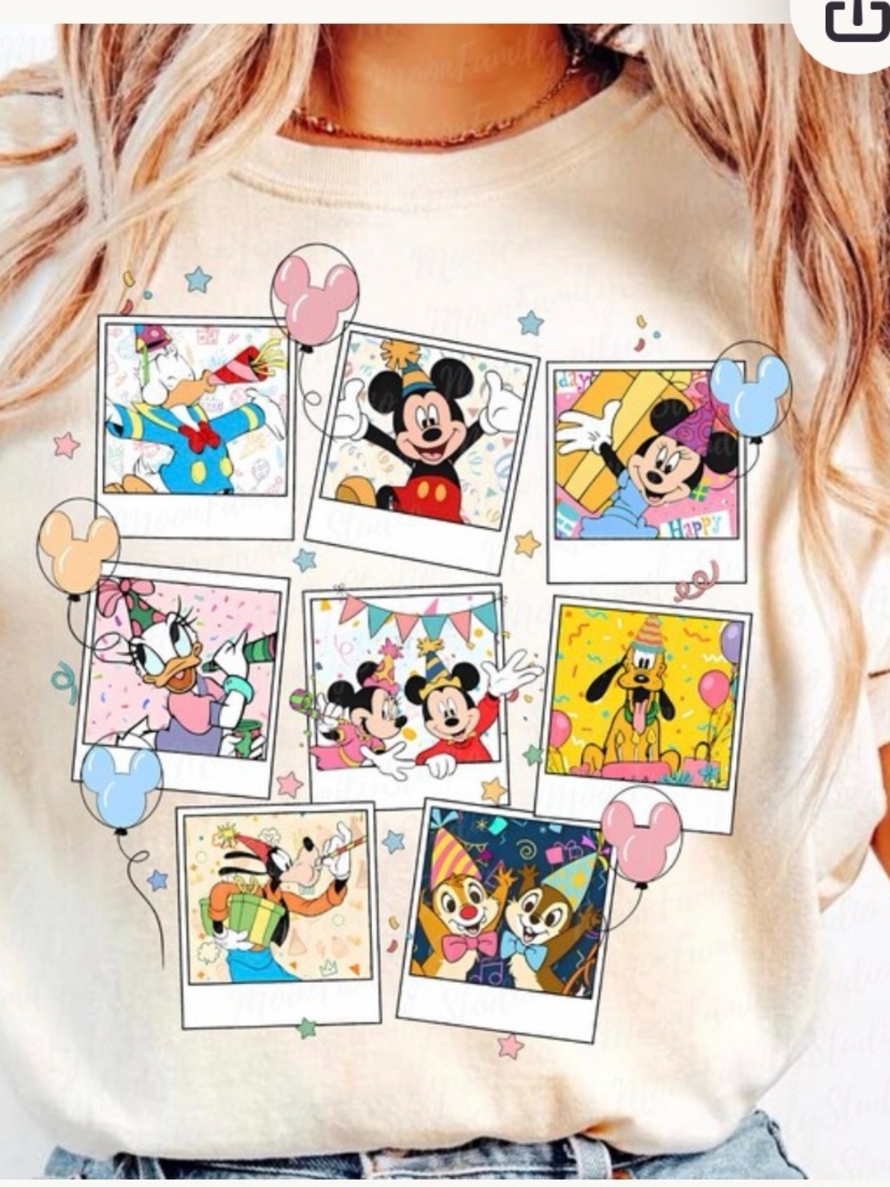 Disney Cream Kids' Mickey & Friends Polaroid Pajama Top
